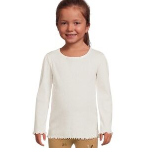 Garanimals cream long sleeve lettuce trim baby girl shirt